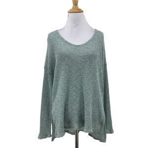 Lush Open Knit Sweater Womens M Medium Sea Mist High Low Dropped Shoulder Top